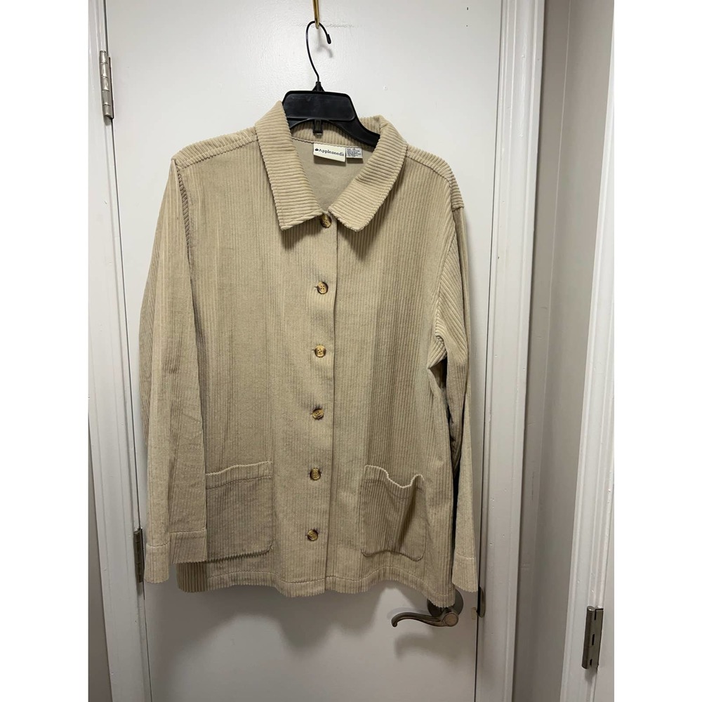 Appleseeds Top Women’s Beige Corduroy Jacket Shirt